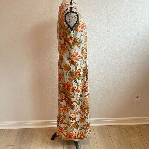 VTG Positive Attitude Long Dress 10 Linen Blend Floral Cottgaecore bohemian - Picture 3 of 10